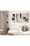 Signtouch Abstract Woman Face Floral Beige Wall Art 3-Piece White Frame 50x70 cm
