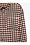 Comfortable Fit Embroidered Pocketed Long Sleeve Classic Collar Plaid Lumberjack Shirt - 7