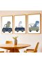 ALAYRA Safari Animals Kids Classroom Wall Art 3-Piece Outer Frame 60x80 cm
