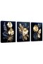 Signtouch Navy Blue Gold Floral Wrap Framed Canvas Wall Art Set of 3 40x60 cm