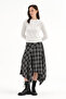 Women's Plaid Fabric Skirt with Asymmetrical Hem and Lined Design - 3