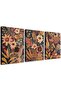 Signtouch Mid Century Orange Floral Botanical Framed Wall Art 3-Piece 40x60 cm