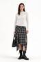 Women's Plaid Fabric Skirt with Asymmetrical Hem and Lined Design - 2