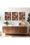 Signtouch Mid Century Orange Floral Botanical Framed Wall Art 3-Piece 40x60 cm - 4