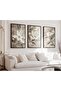Signtouch White Floral Minimalist Wall Art Set of 3 Black Outer Frame 30x40 cm
