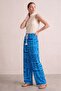 Woven Viscose Breeze Lace Detailed Patterned Wide Leg Skirt Trousers - 5