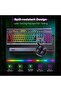 تيك نيت كيبورد العاب ار جي بي، كيبورد كمبيوتر سلكي USB مع اضاءة RGB 15 منطقة، لوحة معدنية بالكامل، 2 - 6