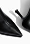 Black Pointed Toe Thin Heeled Women's Leather Boots - 3
