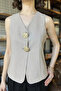 Button Detailed Women's Linen Vest - 4
