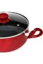 Non Stick Cooking Pot Set 6 Pieces, 22cm 26cm 30cm Aluminum Pots with Glass Lids, Red - 4