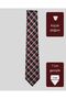 Burgundy Plaid Patterned Slim Tie – 7 cm Wide - 4