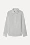 Men's White Striped Lyocell Blend Regular Fit Long Sleeve Shirt