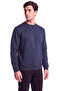 Men's Regular Fit Round Collar Metallic Logo Detailed Long Sleeve Blue Sweatshirt