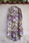 Italian White Shirt Collar 3/4 Sleeve Palm Printed Buttoned Casual 100% Linen Woven Dress 120 68 - 2