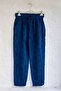 Navy Blue Pocketed, Embroidered, Elastic and Tied Waist, Straight Leg, Casual Muslin Woven Trousers 98 60 - 2