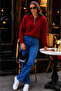Women's Zippered Sweater with Beard Thread Detail - 2