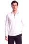 Men's Regular Fit Cotton Metallic Logo Detailed Long Sleeve White Polo Collar T-Shirt