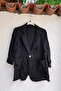 Italian Black Jacket Collar Long Sleeve Pocket Casual 100% Linen Woven Jacket 72 62 - 2