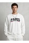Oversize Sweatshirt Paris France Text Printed Crew Neck Long Sleeve Sweatshirt