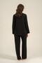 Women's Black Woven Fabric Shirt Pajama Set, Viscose Fabric - 6