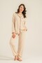 Women's Beige Woven Fabric Shirt Pajama Set, Viscose Fabric - 5