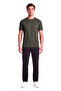 Men's Regular Fit Metallic Logo Detailed Round Neck Short Sleeve Khaki T-Shirt - 2