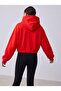 Girl's Hooded Zippered Sweatshirt Red - 2