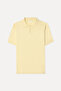 Men's Yellow Comfort Fit Polo Collar Short Sleeve Knit Sweater