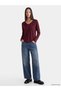 Peak New Season Burgundy V-Neck Women's T-Shirt - 2