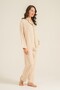 Women's Beige Woven Fabric Shirt Pajama Set, Viscose Fabric - 3