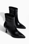 Black Patent Leather Thin Heeled Pointed Toe Women's Boots