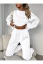 Unisex Women's and Men's Ouı Mercı Printed Oversize 3 Thread Crew Neck Sweatshirt and Jogger Sweatpants