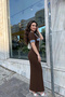 Women's Brown Stylish Jean Detailed Buttoned Long Elegant Dress (S/M) - 3
