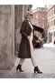 Double-Breasted Collar Bondik Water Repellent Fabric Lined Trendy Model Below the Knee Trench Coat Bitter Brown - 3