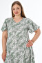 Women's Plus Size Patterned Short Sleeve V-Neck Flared Viscose Dress - 5