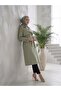 Double-Breasted Collar Bondik Water Repellent Fabric Lined Trendy Model Below the Knee Trench Coat Mint Green - 6