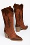 Women's Cowboy Boots - Suede Look, Pointed Toe, Contrast Appliqué Detail, Thick Heel - 2