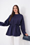 Stone-Detail Oversized Tunic with Slits - 8