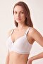 Women's White Lace Detailed Gathering Unpadded Wide Strap Non-Support Bra - 2