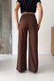 Crep Women's Scuba Crepe High Waist Wide Leg Palazzo Trousers Brown - 6