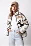 4981 Women's Soft Textured Fleece Sweatshirt with Deer and Snow Motif Pockets - 5