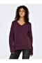 Women's Onlcamilla V-Neck L/S Bordo Sweater - 15204588