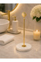 Paper Towel Holder with Shell Figure on Marble Base – Decorative Kitchen Towel Holder with Gold and Silver Color Options