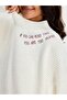 Women's Oversize Stand Collar Letter Embroidered Balloon Sleeve Loose Knitwear Sweater - 2