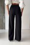 Crep Women's Scuba Crepe High Waist Wide Leg Palazzo Trousers Black - 5