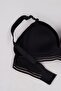 Women's Black Lace Detailed Gathering Unpadded Wide Strap Non-Support Bra - 3