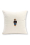 Teddy Bear Embroidered Decorative Throw Pillow Cover |   Linen Textured Off-White Pillow |   Living Room, Bedroom, Children's Room and Gift