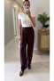 Kefra Burgundy Waist Detailed Trousers - 3