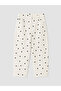 Ecru Elastic Waist Polka Dot Girls' Trousers