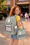 School Bag Set of 3 Green Backpack Lunch Bag Pen Holder Orthopedic Water Repellent Student